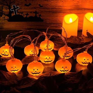 Halloween-lyskæde med græskar - Varmt hvidt lys